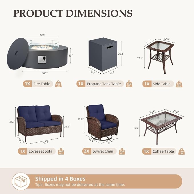 UPHA 7 Pieces Patio Furniture Set - Image 2