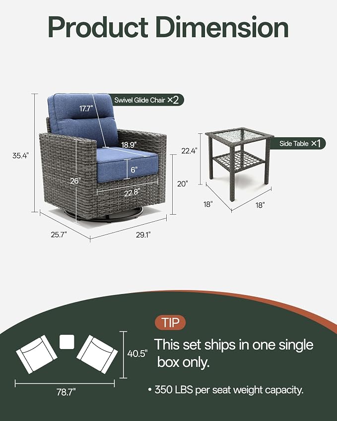 Luxury 3-Piece Patio Furniture Set - Image 9