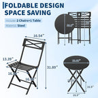 GarveeTech 3-Piece Folding Bistro Set, Heavy Duty Outdoor Patio Furniture - Image 4
