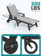 SERWALL Textilene Patio Chaise Lounge Chair, 5 Positions Adjustable Outdoor - Image 3