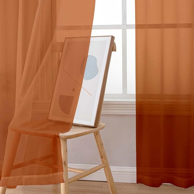 Sheer Curtains 54 inches Long for Living Room Bedroom, Rod Pocket Light - Image 5