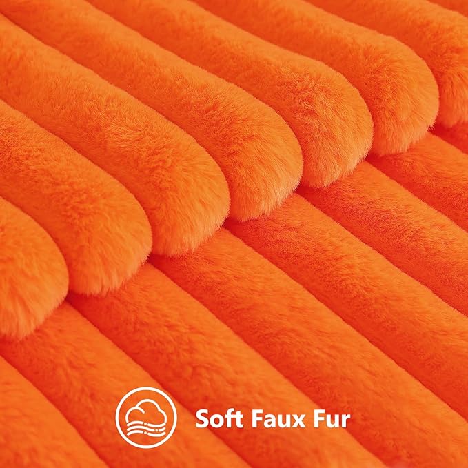 decorUhome Fall Faux Fur Throw Pillow Covers 22x22 Set of 2 Orange | Decorative - Image 2