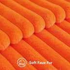decorUhome Fall Faux Fur Throw Pillow Covers 18x18 Set of 2 Orange | Decorative - Image 2