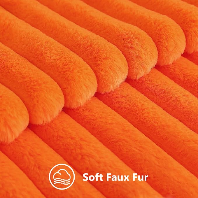 decorUhome Fall Faux Fur Throw Pillow Covers 20x20 Set of 2 Orange | Decorative - Image 2