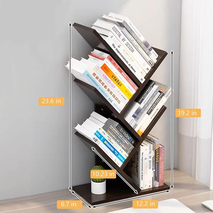 Godferyxin Book Tree Bookshelf, 5-Tier Wood Bookshelf Tree Bookcase - Image 2