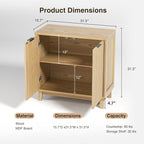 Fluted Cabinet with Storage, 2 Doors Sideboard Buffet, Mid Century Modern - Image 2