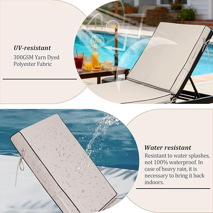 80x26x4in Lounge Cushions for Outdoor Furniture, Outdoor Lounge Chair Cushions - Image 5