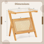 Giantex Rattan Side Table Set of 2, Boho Nightstand - Image 3
