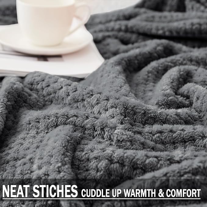 Exclusivo Mezcla Soft Waffle Fleece Bed Blanket Queen Size, Cozy Flannel - Image 5