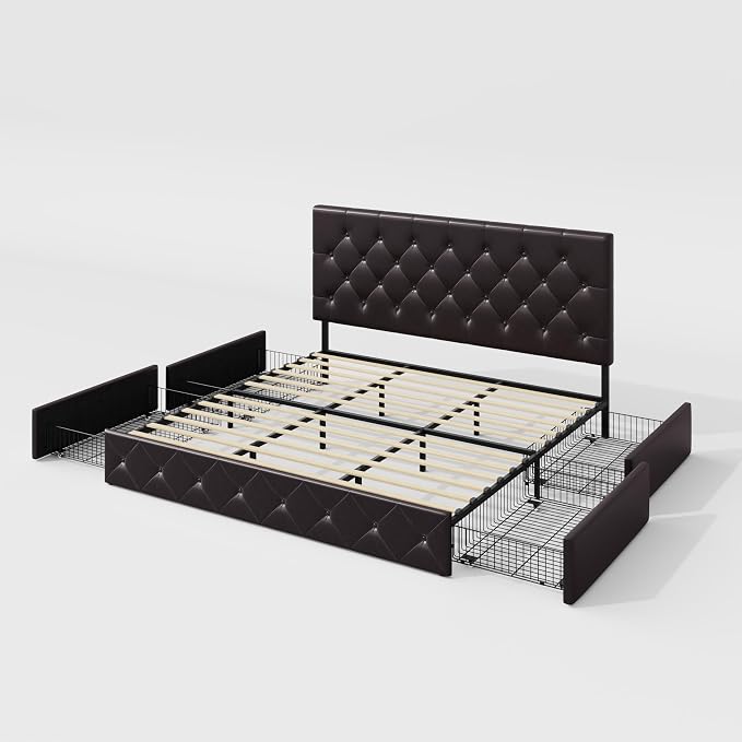 Allewie Upholstered King Size Platform Bed Frame - Image 9