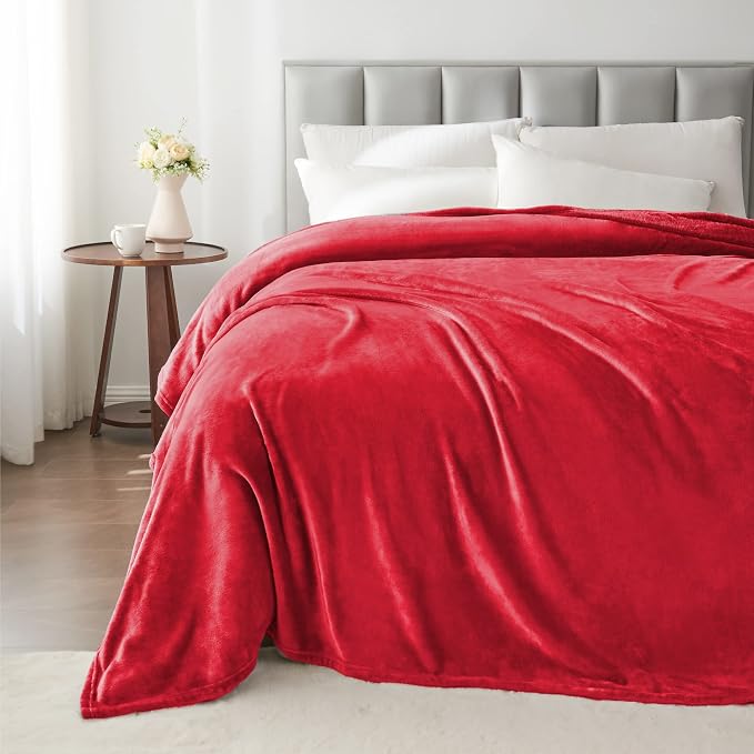 BEDELITE Fleece Blanket Soft Plush King Size Bed Blanket Red 108"x90" | Ultra - Image 5