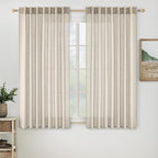 MIULEE Cream Linen Curtains 52x63 Inch 2 Panels by MIULEE
