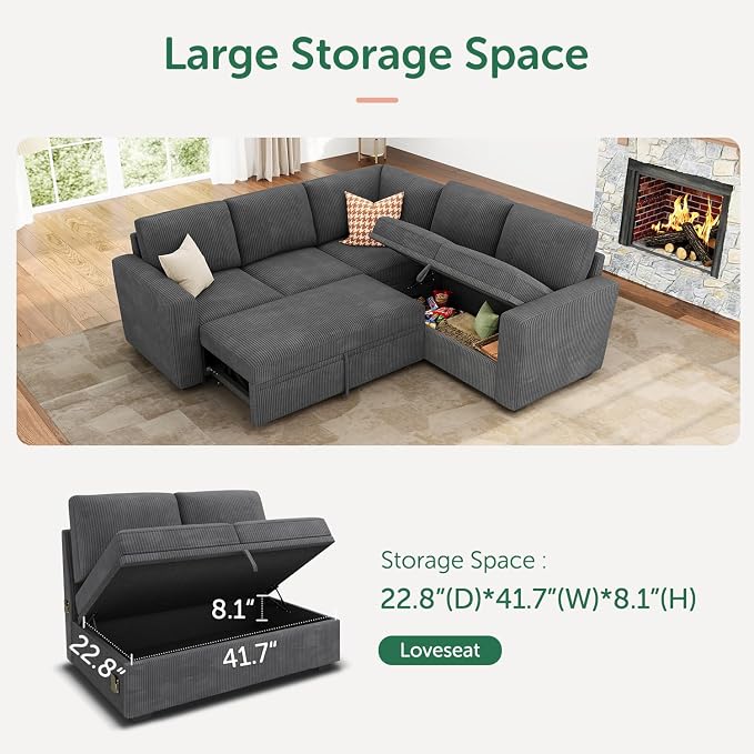 HONBAY Modular Sectional Sleeper Sofa - Image 3