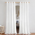 NICETOWN Thick Linen White Curtains 90 inch Length, Grommet Flax Linen Blend by NICETOWN