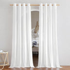 NICETOWN Thick Linen White Curtains 90 inch Length, Grommet Flax Linen Blend by NICETOWN