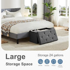 DUMOS 30 Inch Folding Storage Ottoman Bench, Large Hidden Storage Chest - Image 4