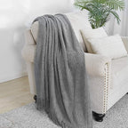 BOURINA Throw Blanket Textured Solid Soft Sofa Throw Couch Cover Knitted - Image 2