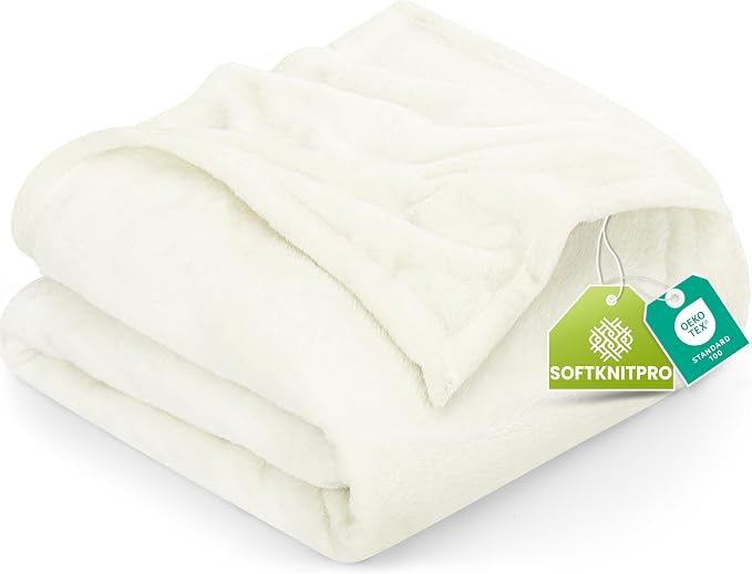 Utopia Bedding Ultra Soft Fleece Bed Blanket King Size Ivory | Microfiber Plush by UTOPIABEDDING