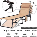 Patio Lounge Chair 2 PCS Folding Chaise Bed - Image 7