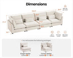154" Oversized Chenille Couch Modular Sectional Sofa, Washable Cloud Couch - Image 2