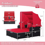 COSTWAY Outdoor Daybed with Retractable Canopy, Wicker Patio Furniture Set with - Image 5