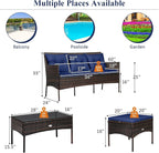 Tangkula 3 Pieces Patio Conversation Set, All Weather Outdoor PE Rattan Wicker - Image 6