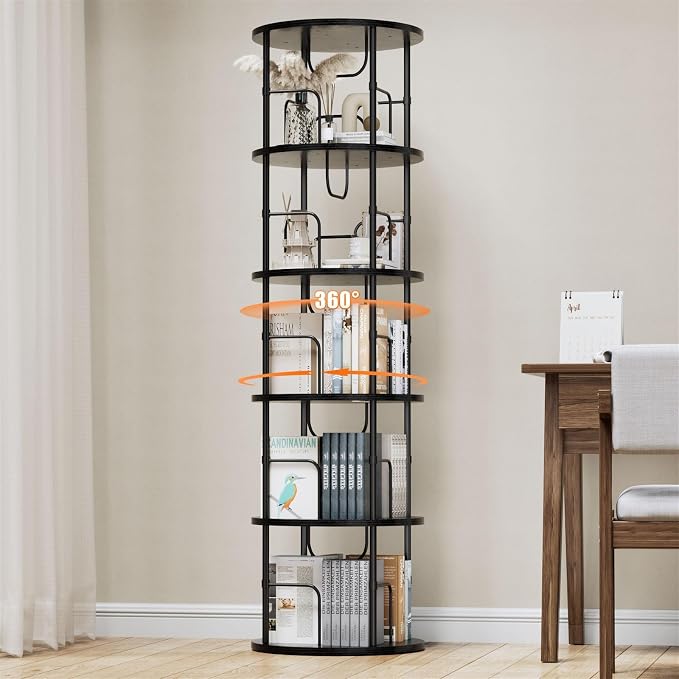 ALLSTAND 5 Tier Rotating Bookshelf, 360 ° Display Stackable Spinning Bookshelf by ALLSTAND