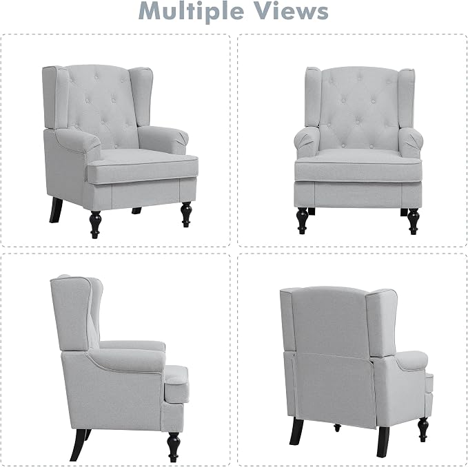 Accent Chair for Living Room, Mid Century Modern Upholstered Armchair, Wingback - Image 9