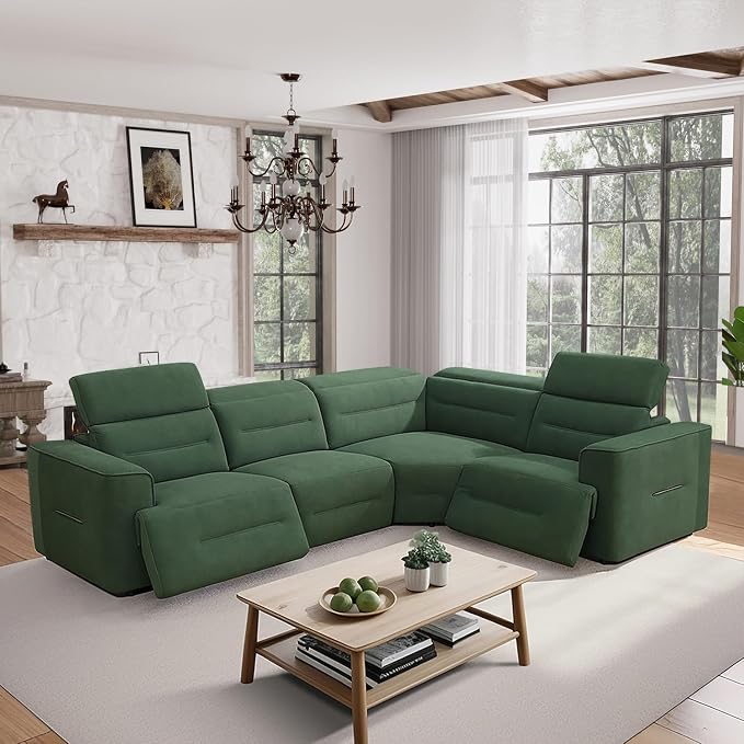 Power Recliner Sectional Sofa, L-Shaped Living Room Furniture Set, Reclining by GEBADOL