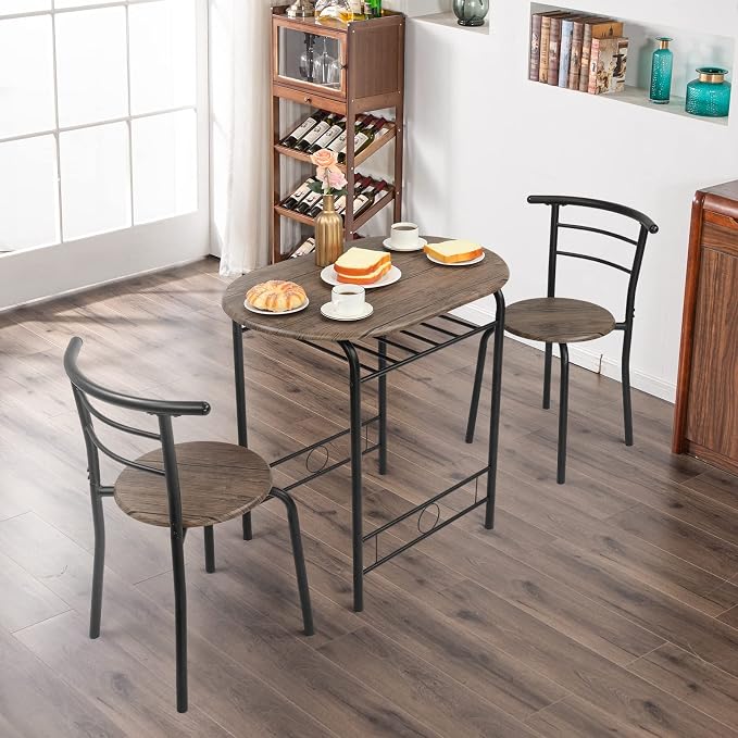 VINGLI 3 Piece Dining Set, Small Kitchen Table Set - Image 2