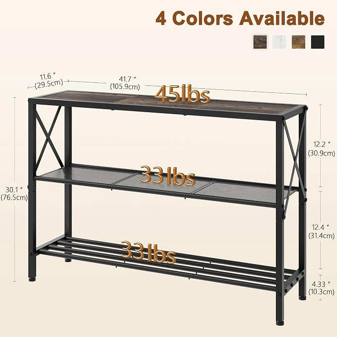 Hoctieon Industrial Console Table, 3 Tier Entryway Table, Hallway Table - Image 2
