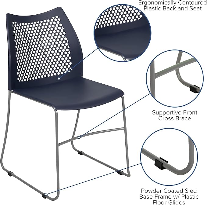 Flash Furniture HERCULES Series 661 lb. Capacity Navy Stack Chair - Image 5