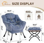 Welnow Lazy Chair with Ottoman, Modern Accent Chair with Armrests and a Side - Image 3