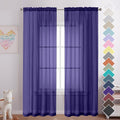 Purple Sheer Curtains 84 Inches Long 2 Panels, Light Filtering Window Sheer by OVZME
