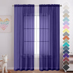 Purple Sheer Curtains 84 Inches Long 2 Panels, Light Filtering Window Sheer by OVZME