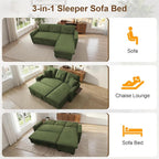 KCGKCG 82" L Shaped Sleeper Sofa Bed, Pull Out Sectional Couch - Image 6