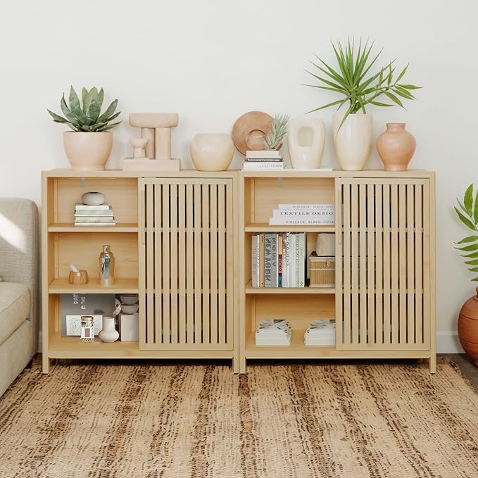 Bamboo Bathroom Cabinet, Side Storage Organizer Cabinet - Image 6