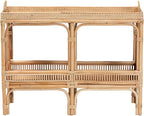 Bali & pari Lombok Modern Bohemian Natural Rattan 2-Tier Console Table - Image 4