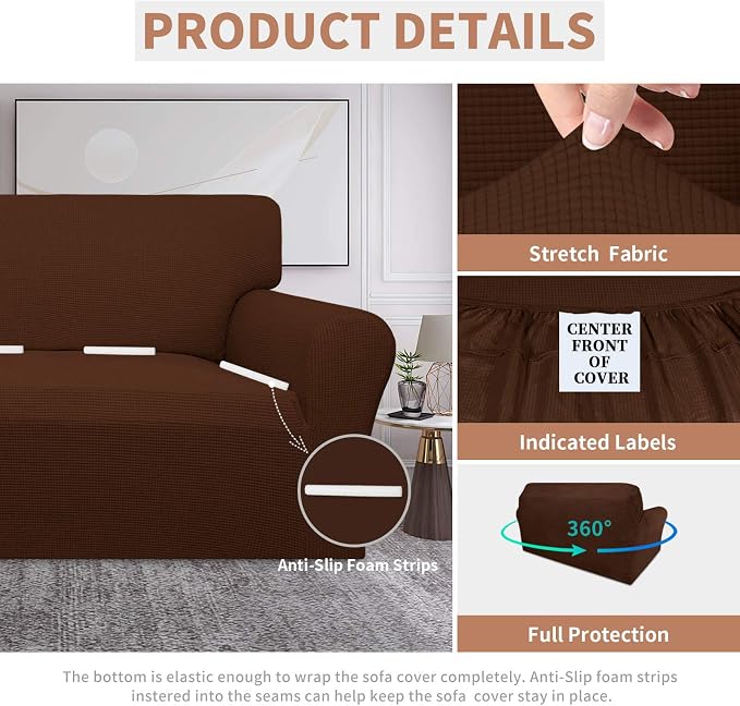 Easy-Going 100% Waterproof Loveseat Couch Cover Stretch Jacquard Sofa Cover | - Image 4