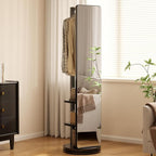 WoodsWhisper Full Length Mirror Coat Rack Solid Wood Floor Mirror 70"x16" Full - Image 6