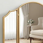 Besdomus Gold Scalloped Vanity Mirror: 36"x24" Large Modern Three Sided Dresser - Image 5