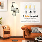 Dimmable Floor Lamp, 3 x 800LM LED Edison Bulbs Included, Farmhouse Industrial - Image 4