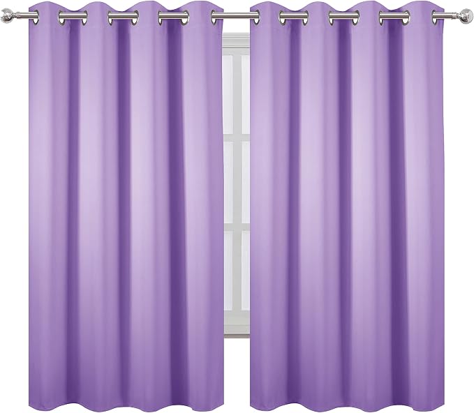 Lavender Blackout Curtains 66 x 63 Inch Length/Set of 2 Curtain Panels/Thermal - Image 2
