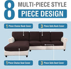H.VERSAILTEX Sectional Couch Covers 8 Pieces Stretch Sofa Covers - Image 3