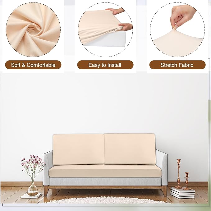 Newwiee 8 Pcs Stretch Patio Outdoor Cushion Covers Replacement, Elastic Fit and - Image 5
