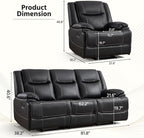 ANJ Premium Genuine Manual Reclining Sofa Set, Included Manul Recliner Chair - Image 2