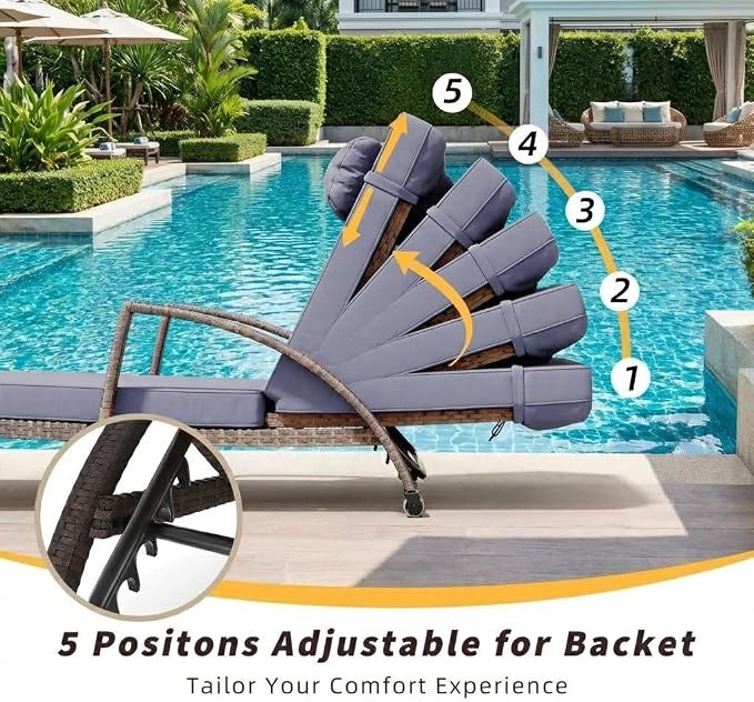 GarveeLife Outdoor Wicker Chaise Lounge Chair - Image 6