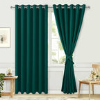 Blackout Curtains for Bedroom, Hunter Green, 70 x 84 Inch, 2 Panels | Thermal by Hiasan