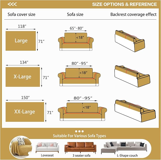 DREAMINGO Modern Minimalism Mustard Yellow Couch Cover Sectional Sofa Covers - Image 2