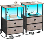 LOAKEKEL Night Stand Set 2, LED Nightstand by LOAKEKEL